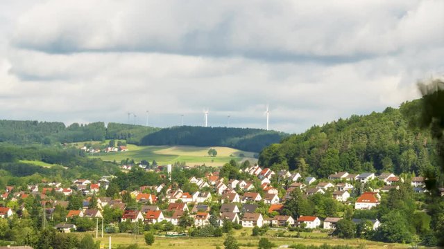 Timelapse of wind turbines in the countryside around Kulmbach