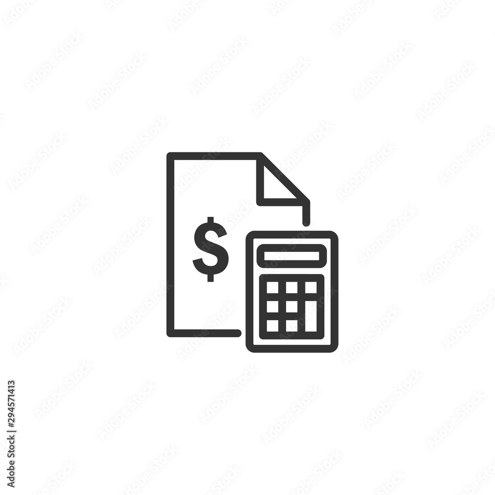 Aufkleber Money document with calculator line icon in simple design on a white background