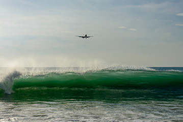 Beach near Phuket airport where planes landing