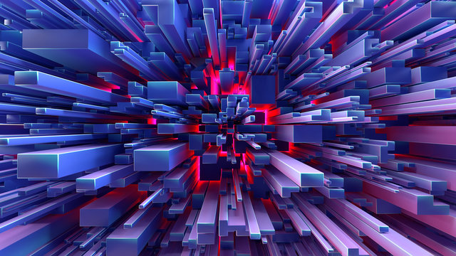 Abstract backdrop with red illumination.3d render.