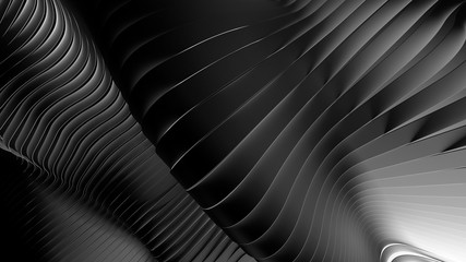 Wavy bw abstract background.3d render.