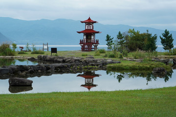 北海道洞爺湖浮見堂の景色
