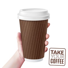 Realistic coffee cup hand illustration