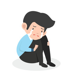 Businessman crying sad business character