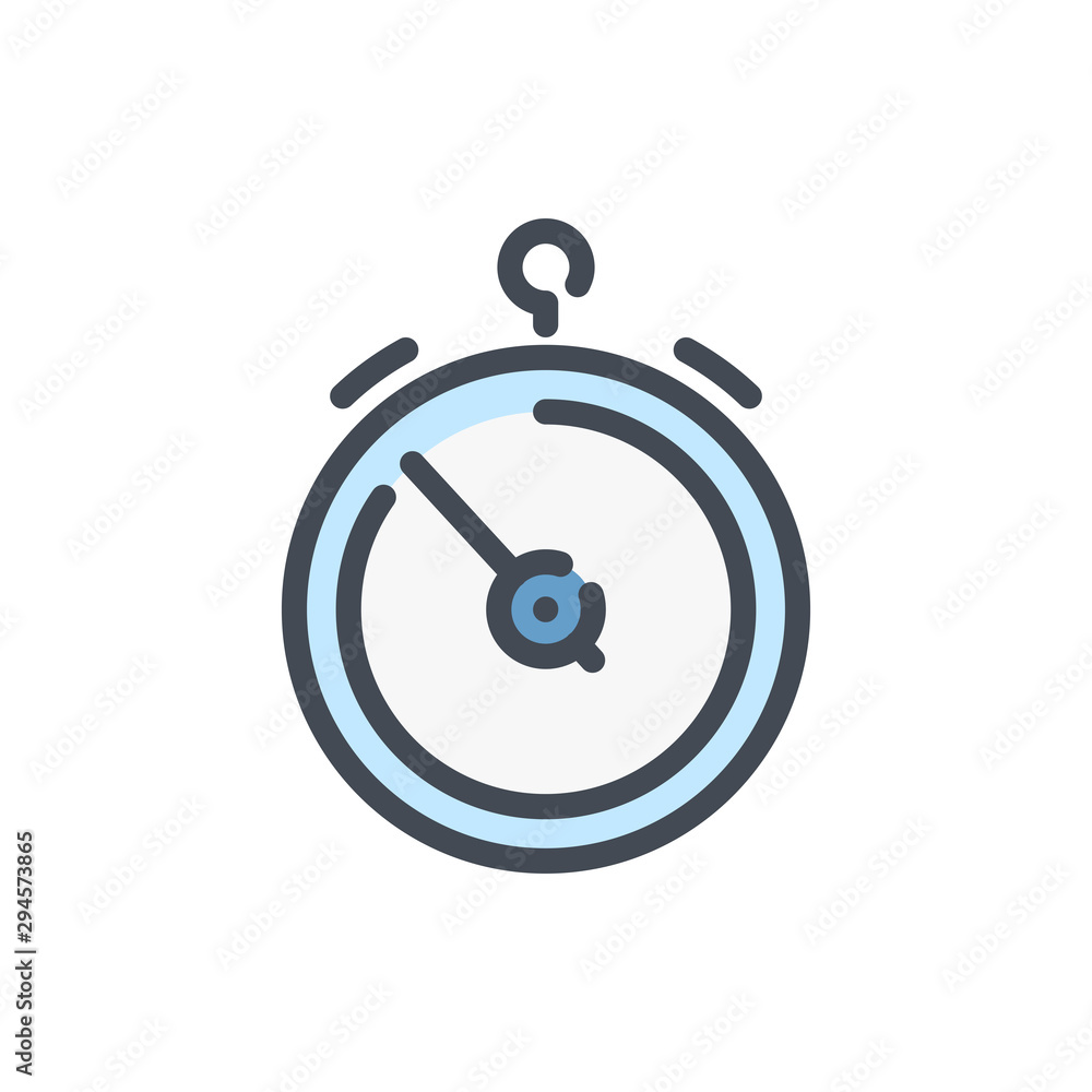 Poster stopwatch color line icon. timer vector outline colorful sign.
