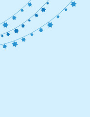 Blue Jewish Background with Jewish Star Bunting Decoration on one Side