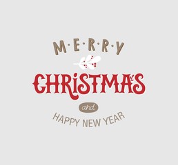 Obraz premium Merry Christmas and Happy New Year typography vector design for greeting cards and poster, hand lettering inscription. Festive poster template