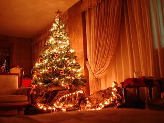 Interior of beautiful room decorated for Christmas