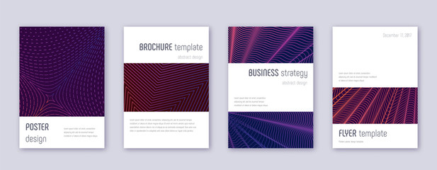 Fototapeta na wymiar Minimalistic brochure design template set. Violet 