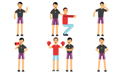 Vector Illustration Set Of Personal Fitness Trainer Profession