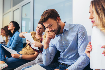 Work candidates waiting for job interview