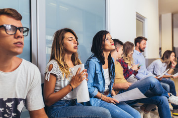 Work candidates waiting for job interview