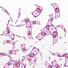 Fototapeta premium European Union Euro notes falling. Random EUR bill