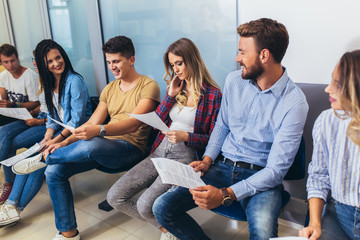 Work candidates waiting for job interview