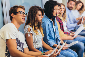 Work candidates waiting for job interview