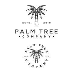 hipster style palm tree vector logo