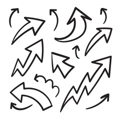 Hand drawn arrow mark icons vector
