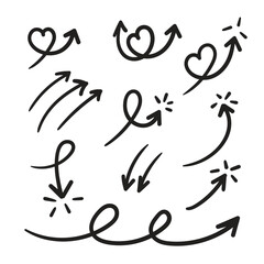 Hand drawn arrow mark icons vector