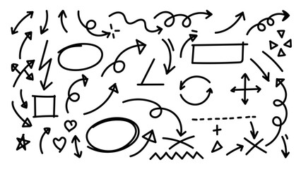 Hand drawn arrow mark icons vector