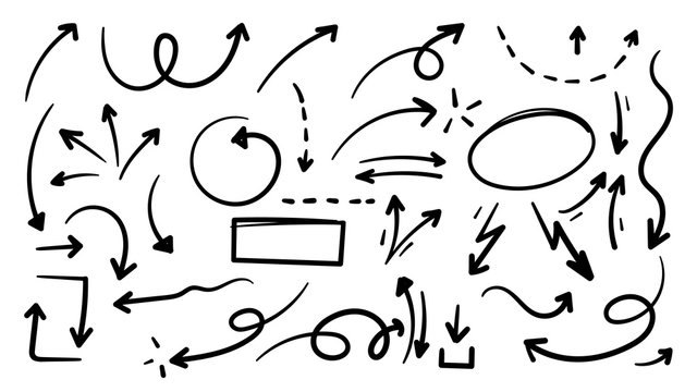 Hand drawn arrow mark icons vector
