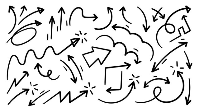 Hand drawn arrow mark icons vector