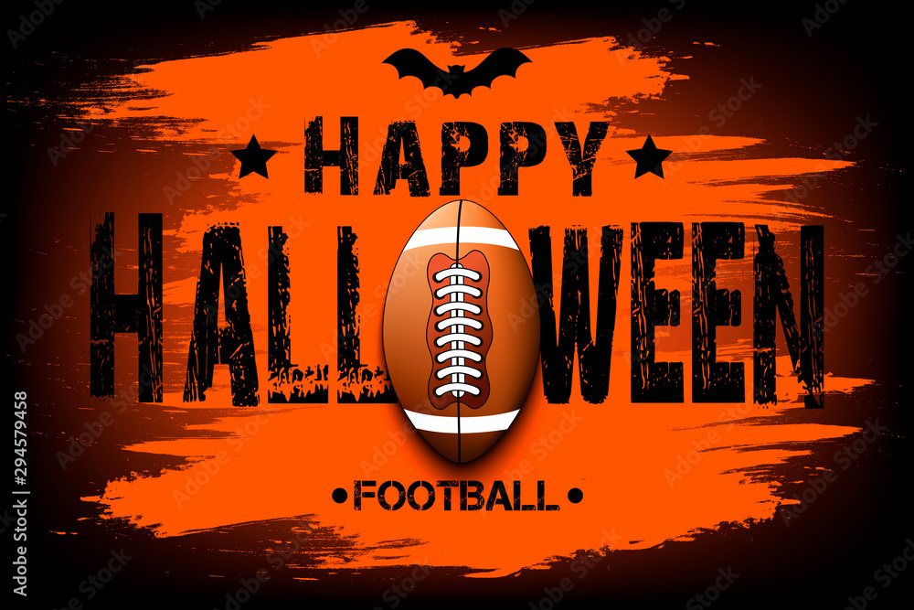 Wall mural Happy halloween and football ball