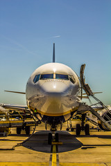 airplane front on airport