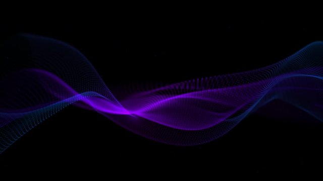 Digital particles wave flow abstract motion technology background concept