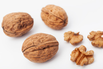 walnuts isolated on white background