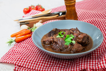 Homemade Beef cheek with wine sauce