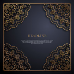 Gold and black greeting card template in retro style. Great design for any purposes: invitation, flyer, menu, brochure or leaflet