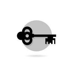 Old key icon isolated on white background