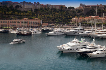 Fototapeta na wymiar Yachts in marina Port Hercules, Monaco,Europe