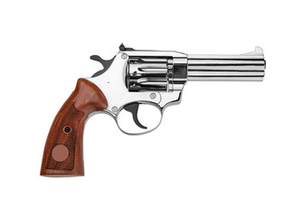 silver gun revolver isolate on white background.