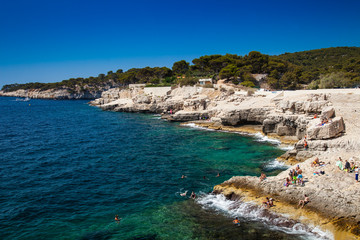  Rocky coast at Port Pin, Calanque de Port Pin, Provence, France, Europe