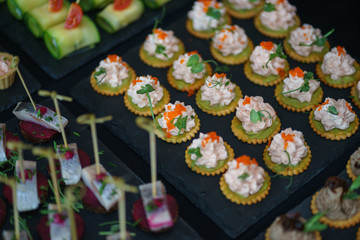 Catering and guest meals during the event. Quick mini snacks in a special beautiful dish.