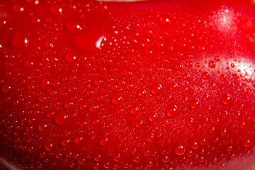 close up Red pepper with waterdrops