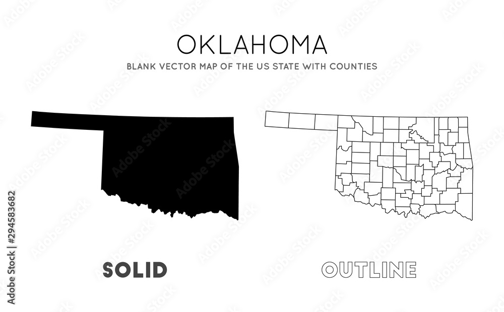 Aufkleber oklahoma map. blank vector map of the us state with counties. borders of oklahoma for your infograph