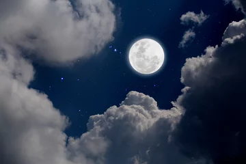 Wall murals Full moon Full moon with starry and clouds background. Romantic night.