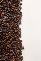 Contrasted coffee beans with white background