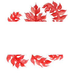 Watercolor background pattern of a Stylized red leaf