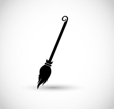 Old broomstick vector icon