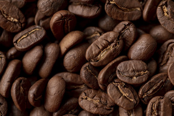 Roasted brown coffee beans background