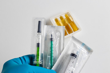 Medical syringes and ampoules.