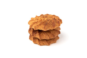 Cookies with cinnamon isolated on white background.