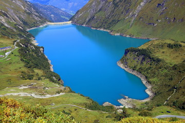 Fototapeta na wymiar Kaprun High Mountain reservoir in the Austrian Alps, Hohe Tauern National Park