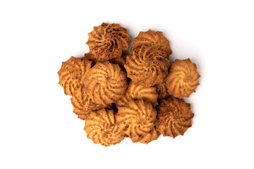 Cookies with cinnamon isolated on white background.