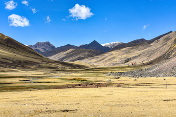 Stunning Andean mountain landscapes in the Chillca Valley. Ausungate, Cusco, Peru