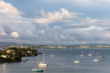 Les Trois-Ilets, Martinique, FWI - View to la Pointe du Bout and the bay of Fort de France