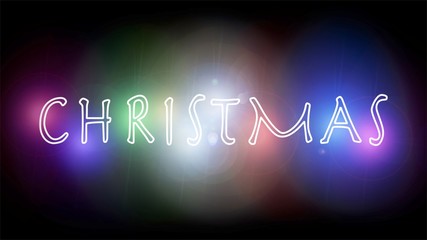 Word "Christmas" made of neon light